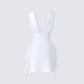 Enzo White Chiffon Mini Dress