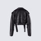 Robyn Vintage Black Cropped Moto Jacket