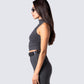 Nico Grey Jersey Mock Neck Top