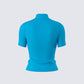 Maz Turquoise Rib Mock Neck Top