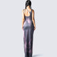 Kala Maroon Body Print Midi Dress