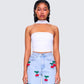 Alondra White Tube Halter Top model front
