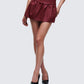 Eunji Red Vegan Leather Micro Mini Skirt