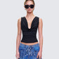 Mavi Black Chain Trim Cowl Top model front