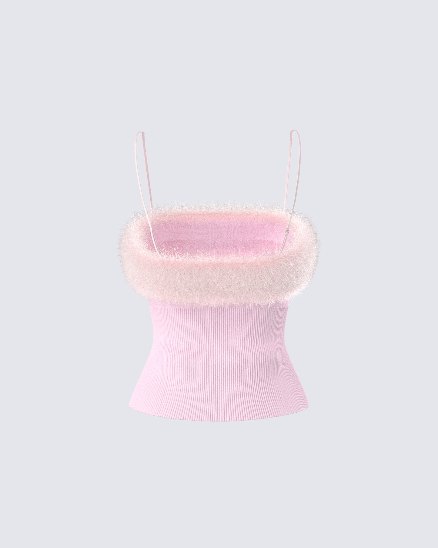 Karlissa Pink Fur Trim Cami Top
