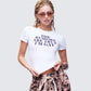 Eleni White Slogan Classic Tee