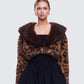 Kenza Brown Faux Leopard Fur Jacket model front