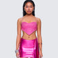 Sanya Pink Heart Crop Top model front