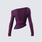 Isa Burgundy Jersey Asymmetric Top