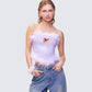 Abrielle Purple Cut Out Feather Corset Top