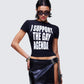 Drea Black Slogan Classic Tee