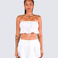 Elva White Cotton Strapless Top model front