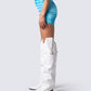 River Blue Satin Mini Skirt