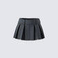 Ismay Black Denim Pleat Skirt 3d product front
