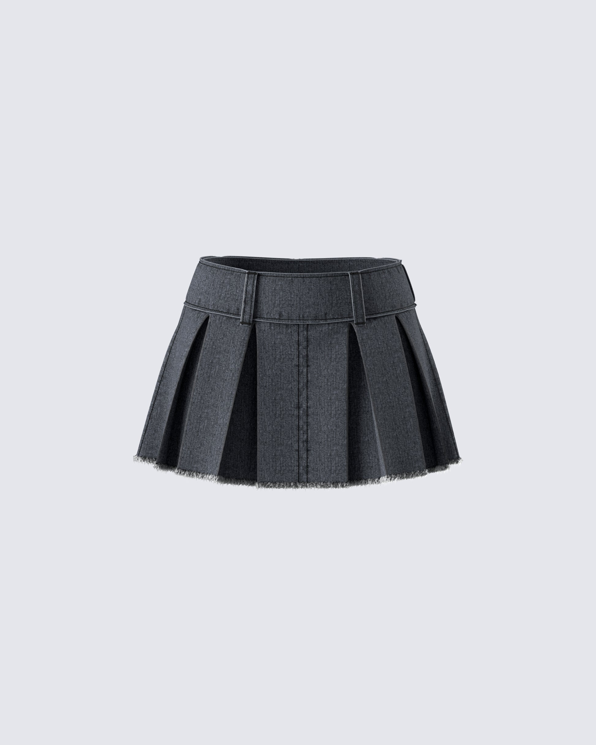 Ismay Black Denim Pleat Skirt 3d product front