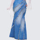 Briony Blue Denim Frayed Maxi Skirt
