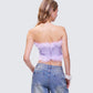 Abrielle Purple Cut Out Feather Corset Top
