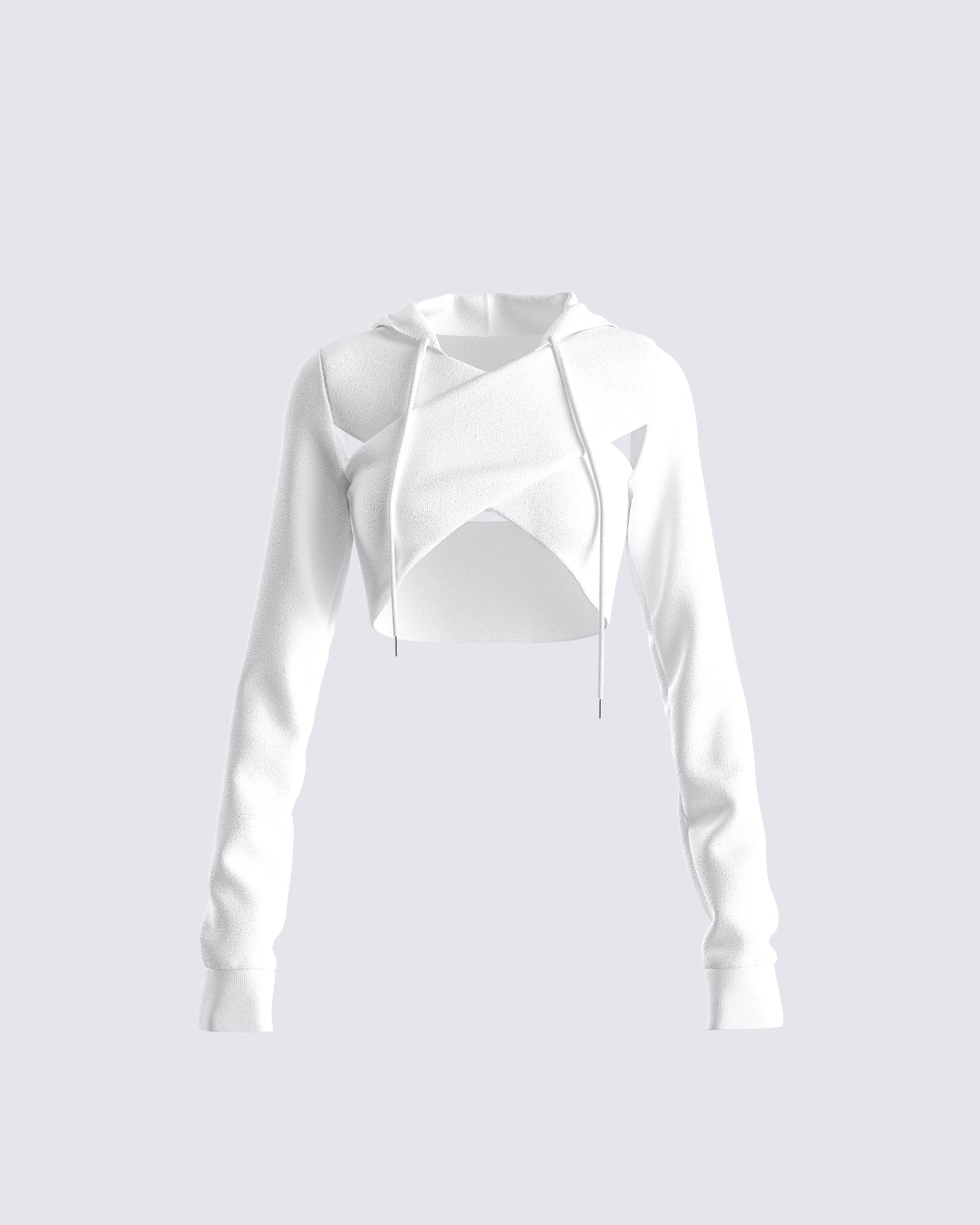 Eleni White Knit Hood Crop Top 3d product front
