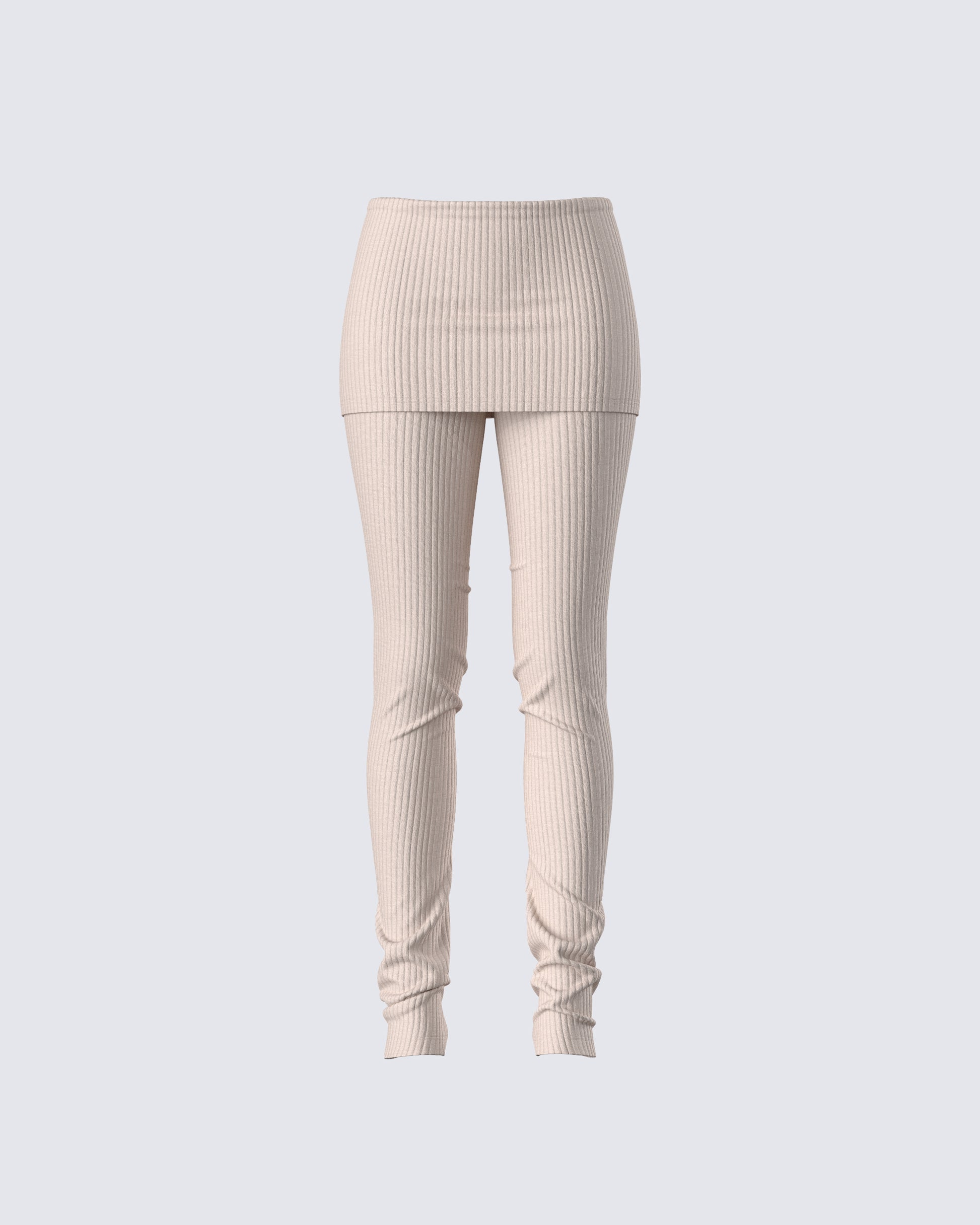 Myka Beige Rib Foldover Legging product front