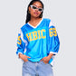 Bea Blue Graphic Sports Jersey Top