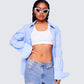 Reina Blue Poplin Ruched Shirt