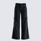Laina Black Twill Pocket Pant 3d product front