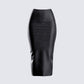 Badu Black Vegan Leather Skirt product front
