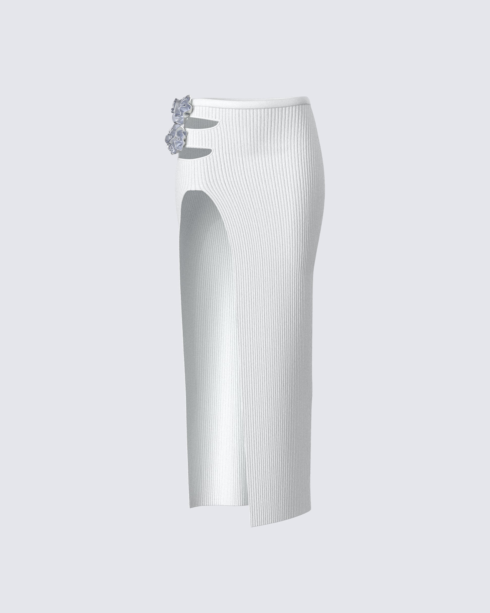 Yuka White Rosette Knit Maxi Skirt product front