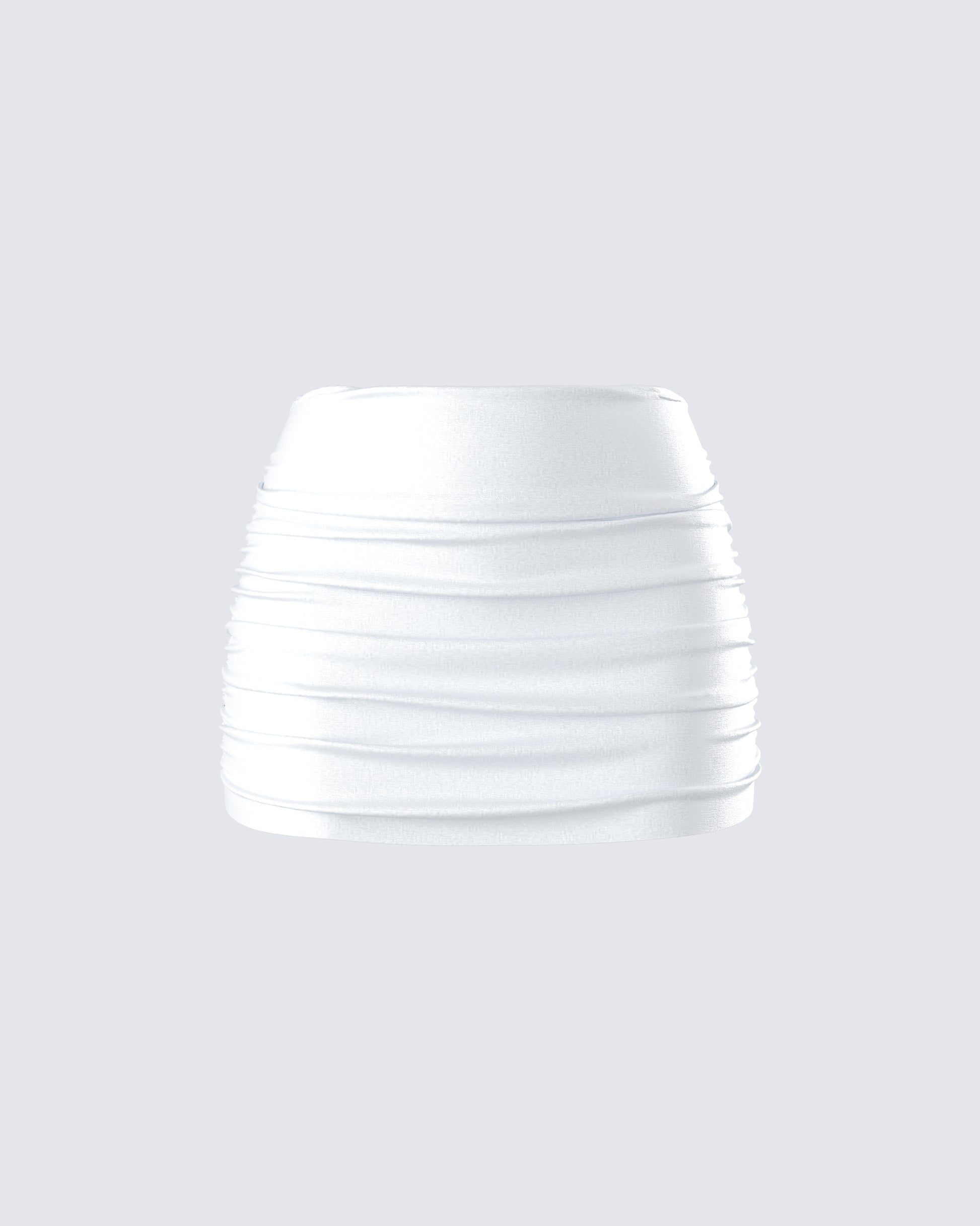 Rivi White Satin Micro Mini Skirt product front