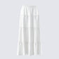 Bailee White Tiered Midi Skirt product front