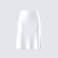 Zaina White Satin Flounce Skirt 3d product front