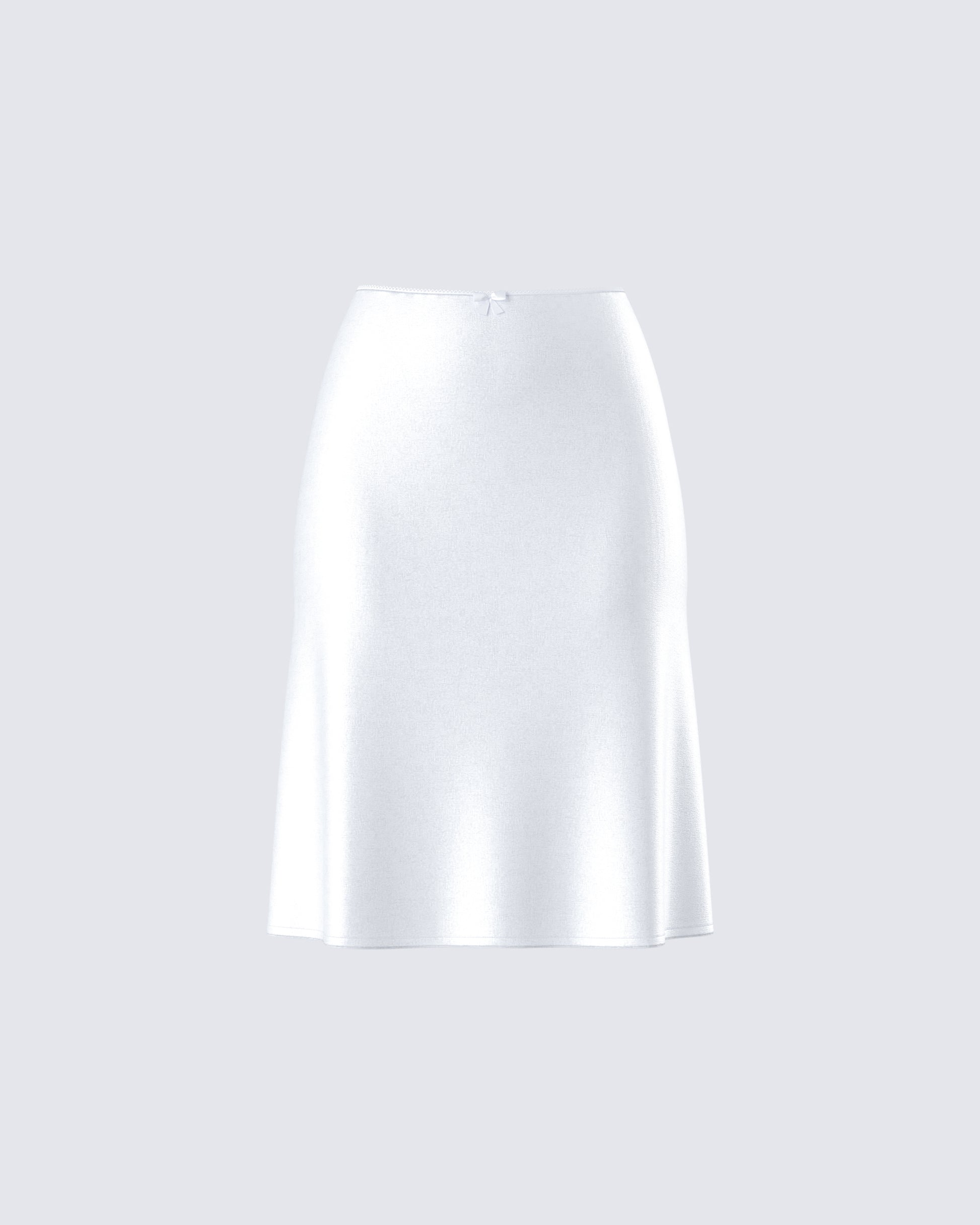 Zaina White Satin Flounce Skirt 3d product front