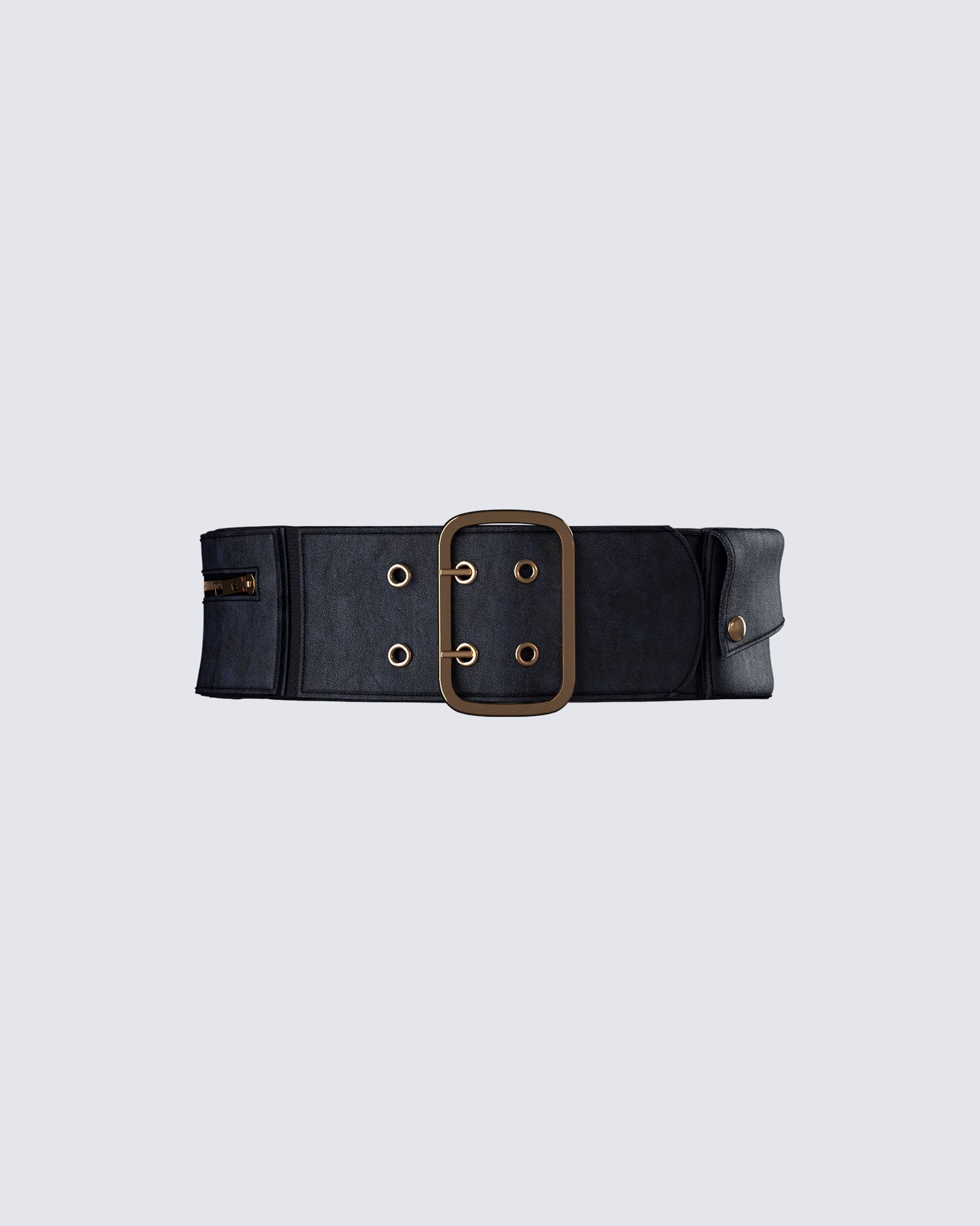 Marina Black Leather Wide Belt 3d product front
