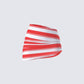 Risa Red Stripe Asymmetric Ruched Mini Skirt product front