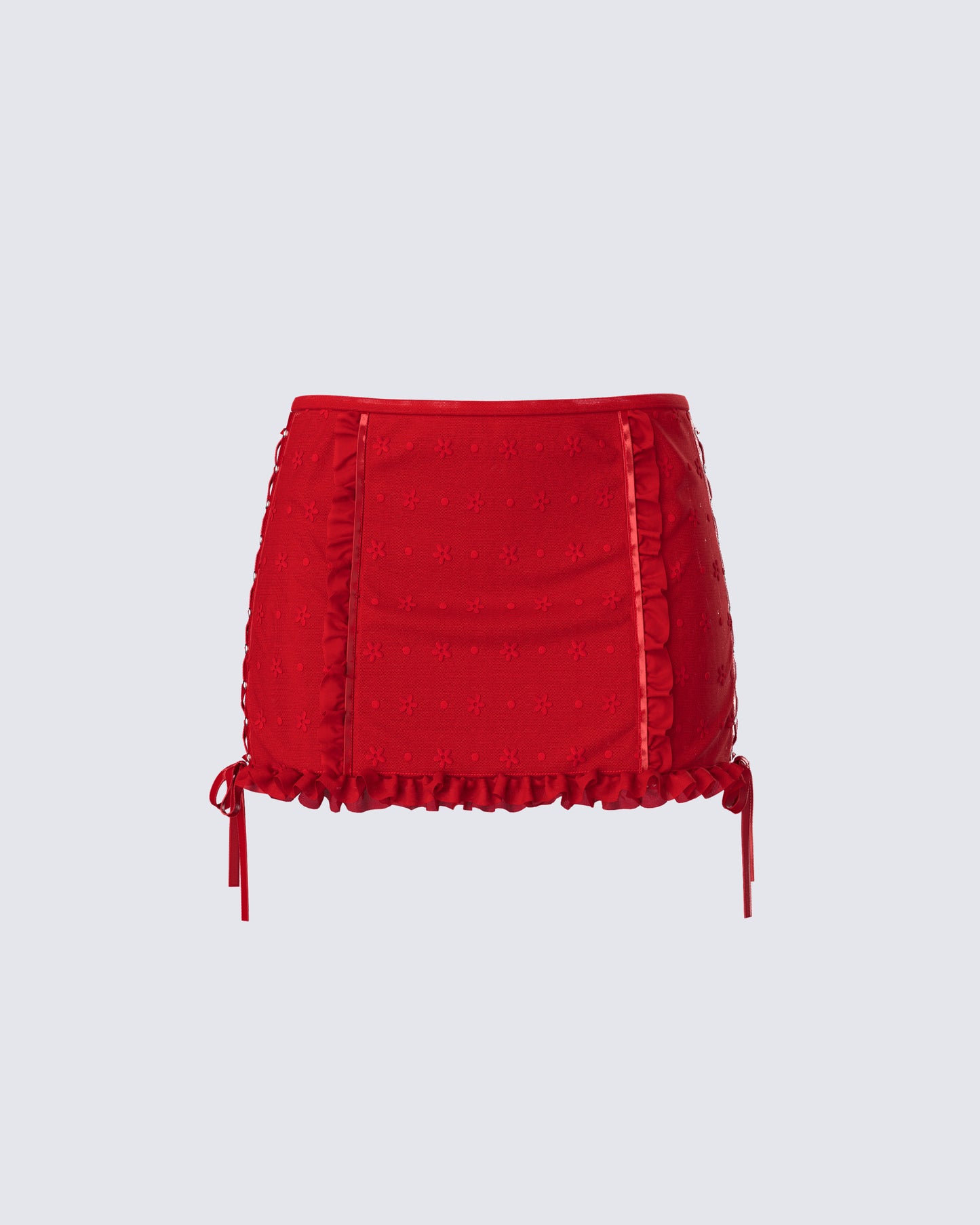 Kimona Red Ruffle Micro Mini Skirt product front