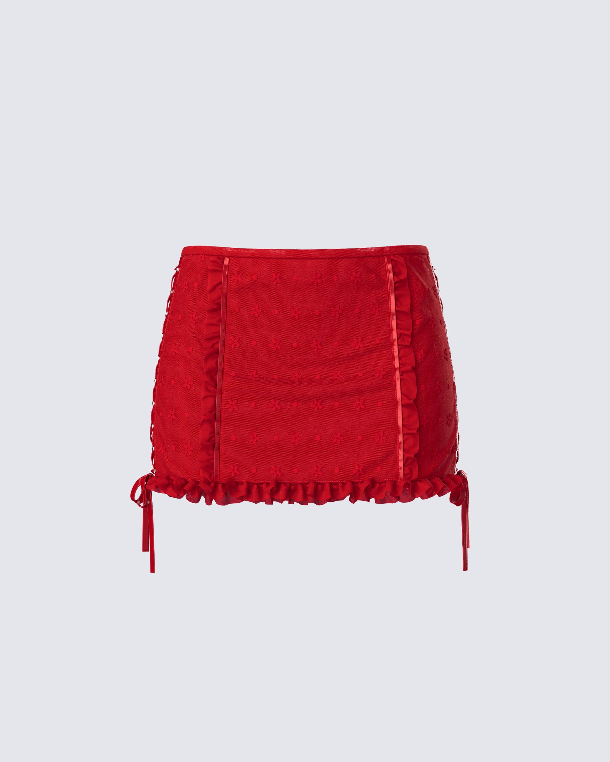 Kimona Red Ruffle Micro Mini Skirt product front