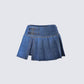 Alazne Blue Denim Pleated Micro Mini Skirt product front
 