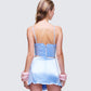 Faelina Blue Satin Butterfly Corset