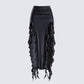 Veeti Black Jersey Ruffle Skirt 3d product front