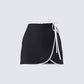 Kaede Black Contrast Binding Wrap Skirt product front