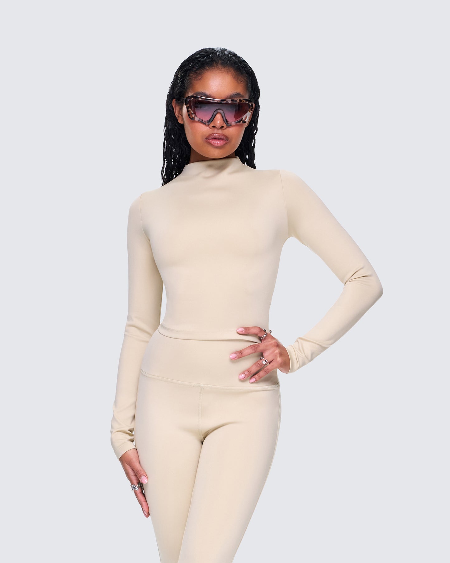 Jyn Khaki Jersey Long Sleeve Top