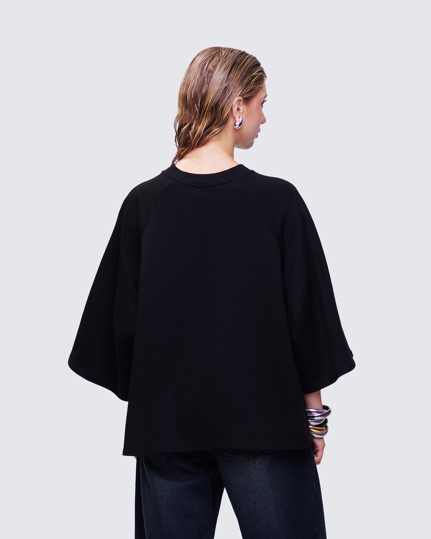 Mabelle Black Oversized Raglan Top
