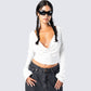Inga White Knit Hooded Draped Top