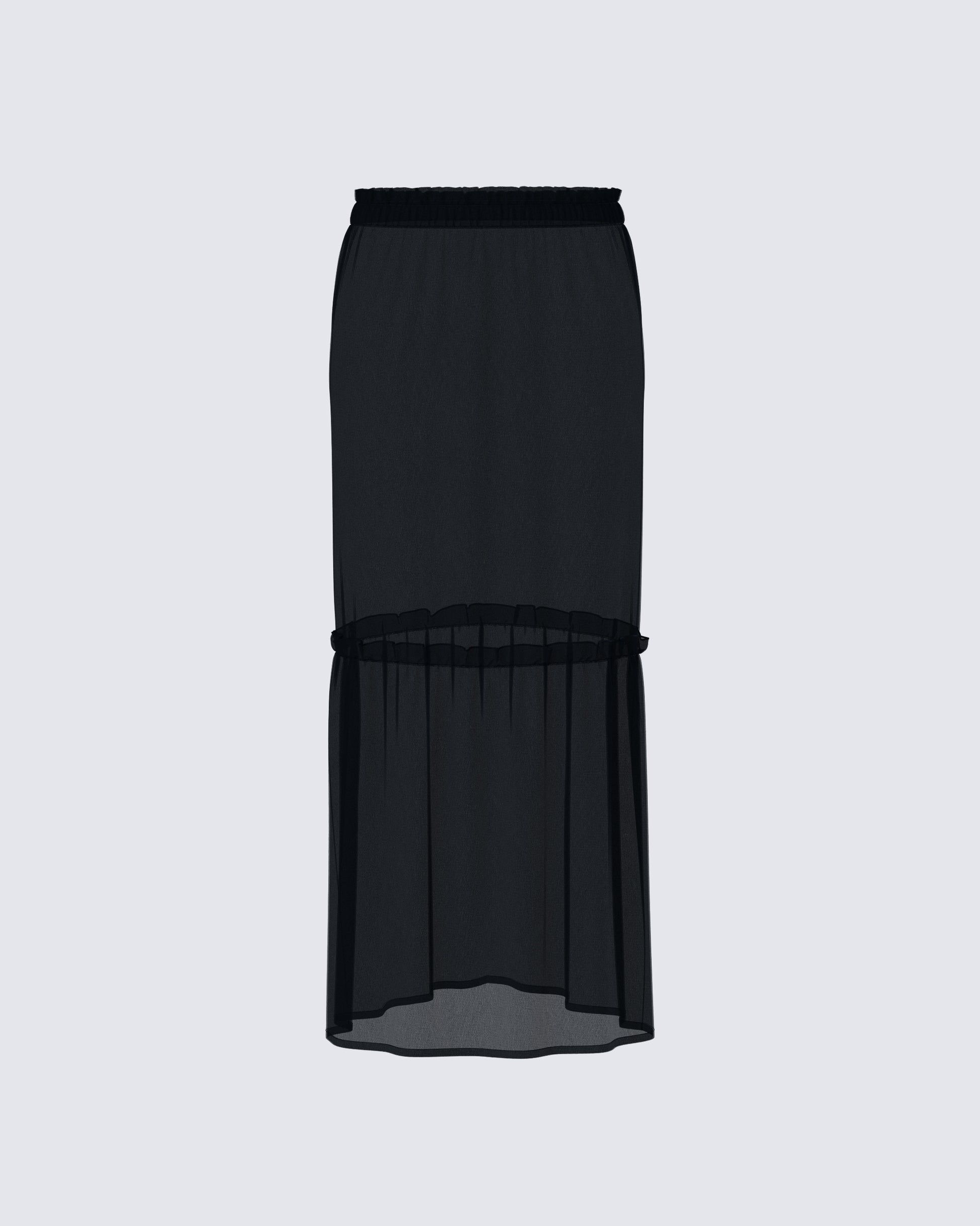 Neve Black Georgette Tiered Skirt product front