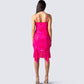Micah Pink Flower Print Midi Dress