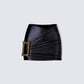 Whitley Black Vegan Leather Croc Micro Mini Skirt product front