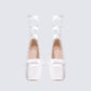 Porsha White Satin Platform Heel