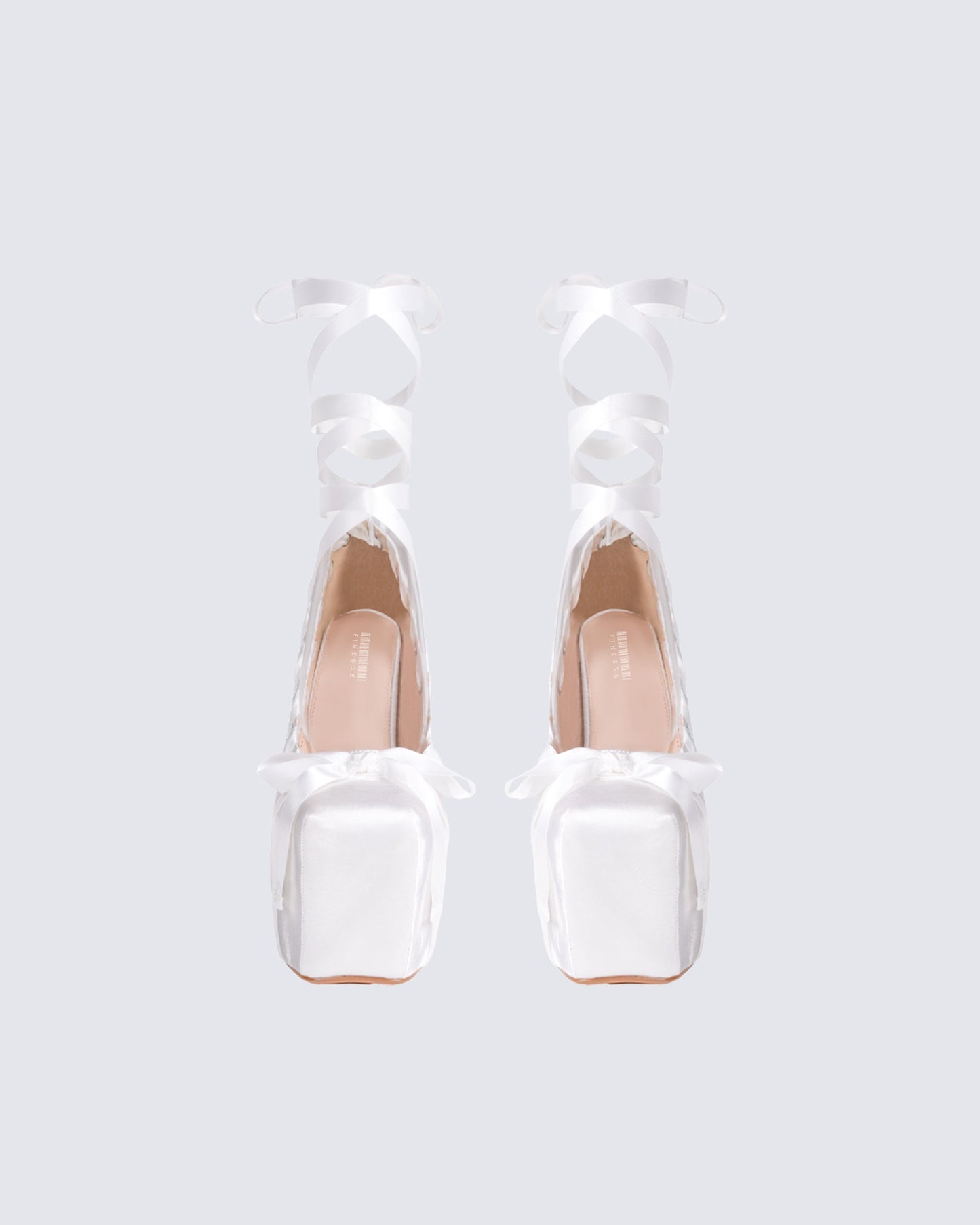 Porsha White Satin Platform Heel