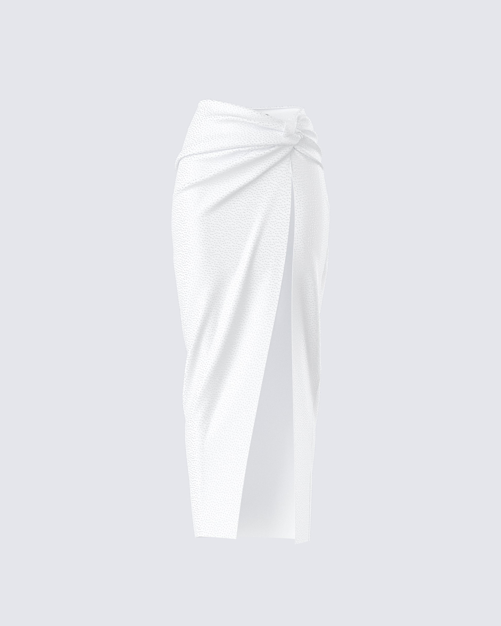 Carly White Beaded Drape Skirt product front