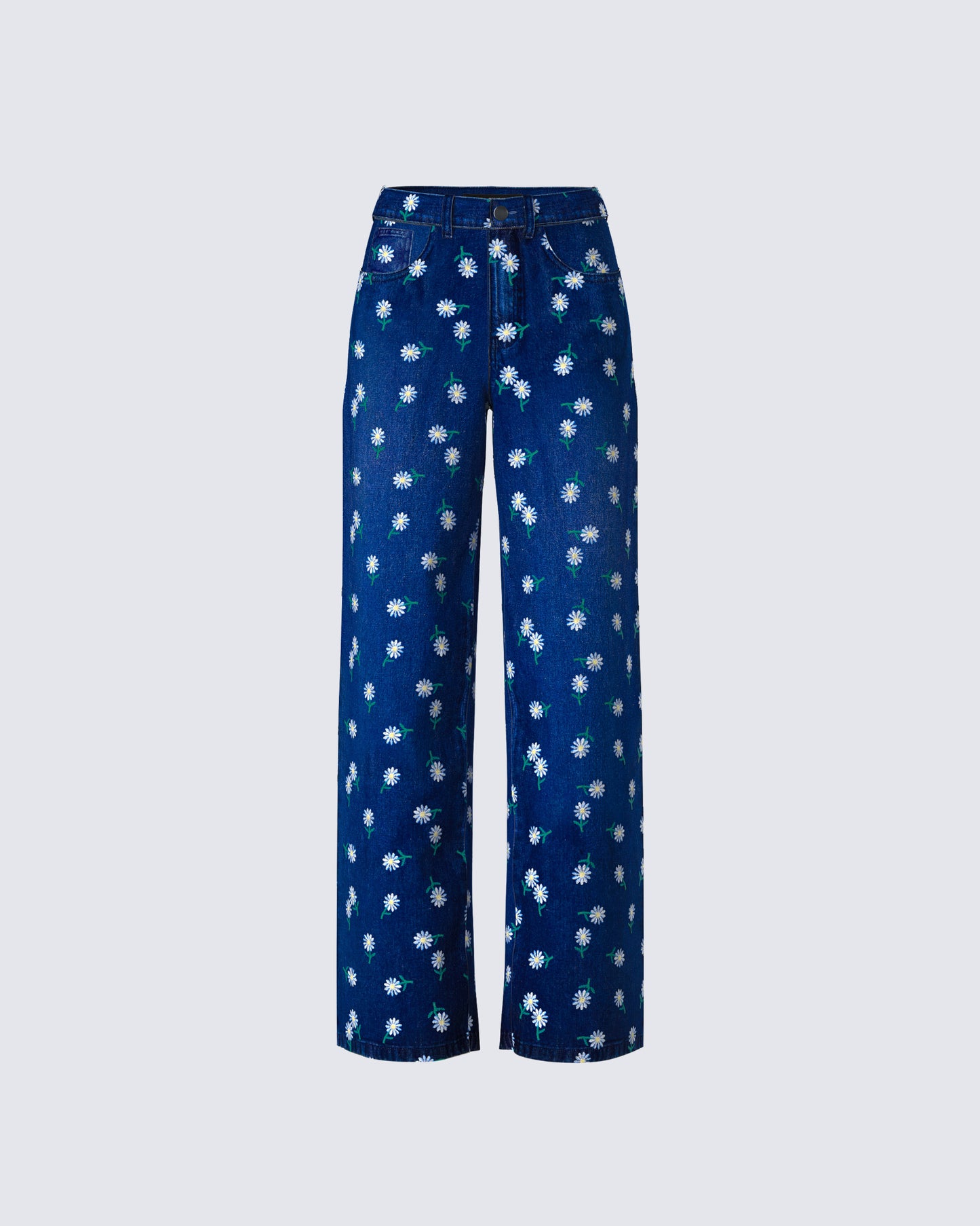 Kincade Blue Mid Rise Floral Embroidery Jean product front